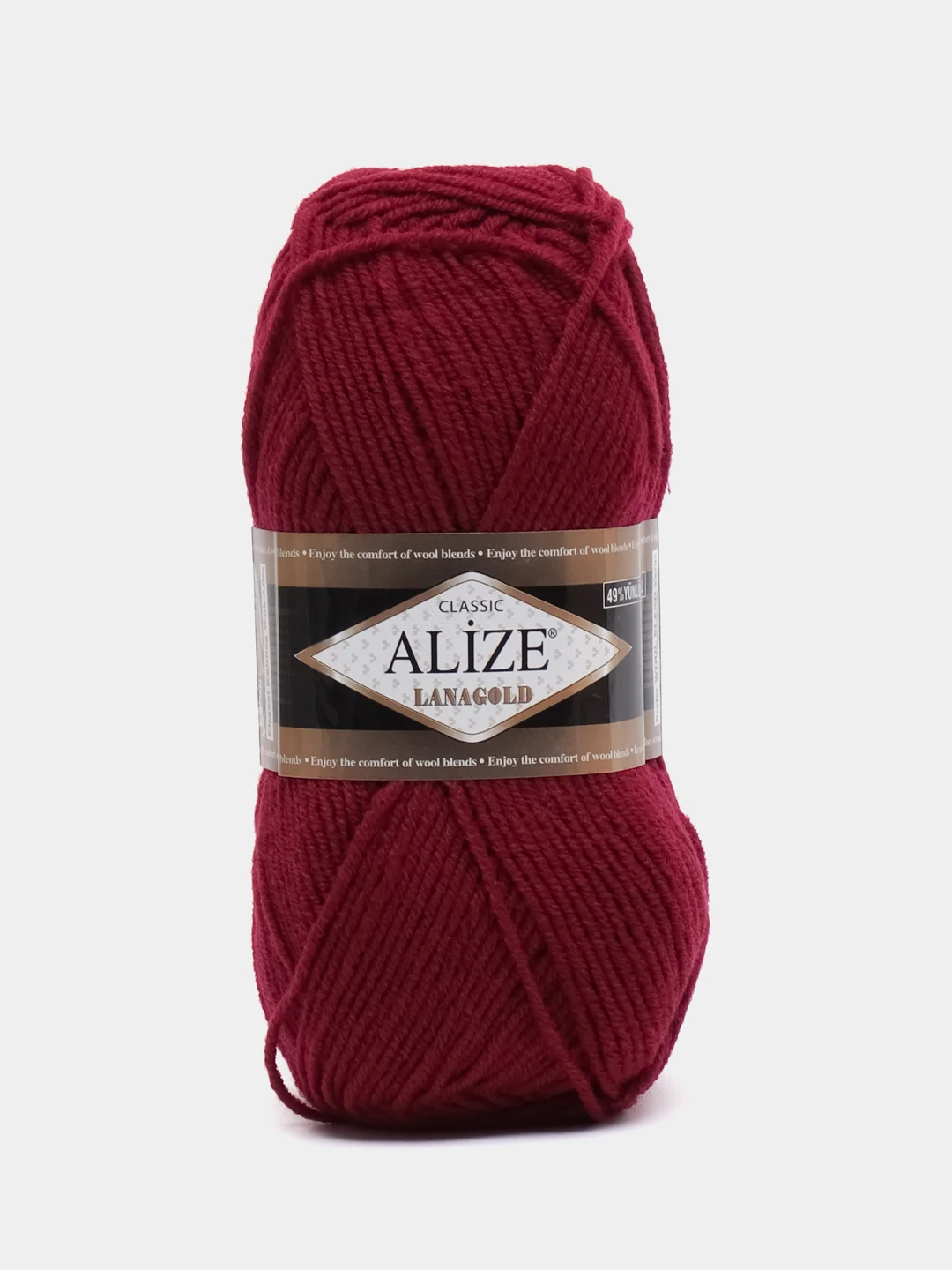 Вишнёвый пряжа Alize Lanagold, 49% шерсть, 51% акрил, 100 г, 240 м