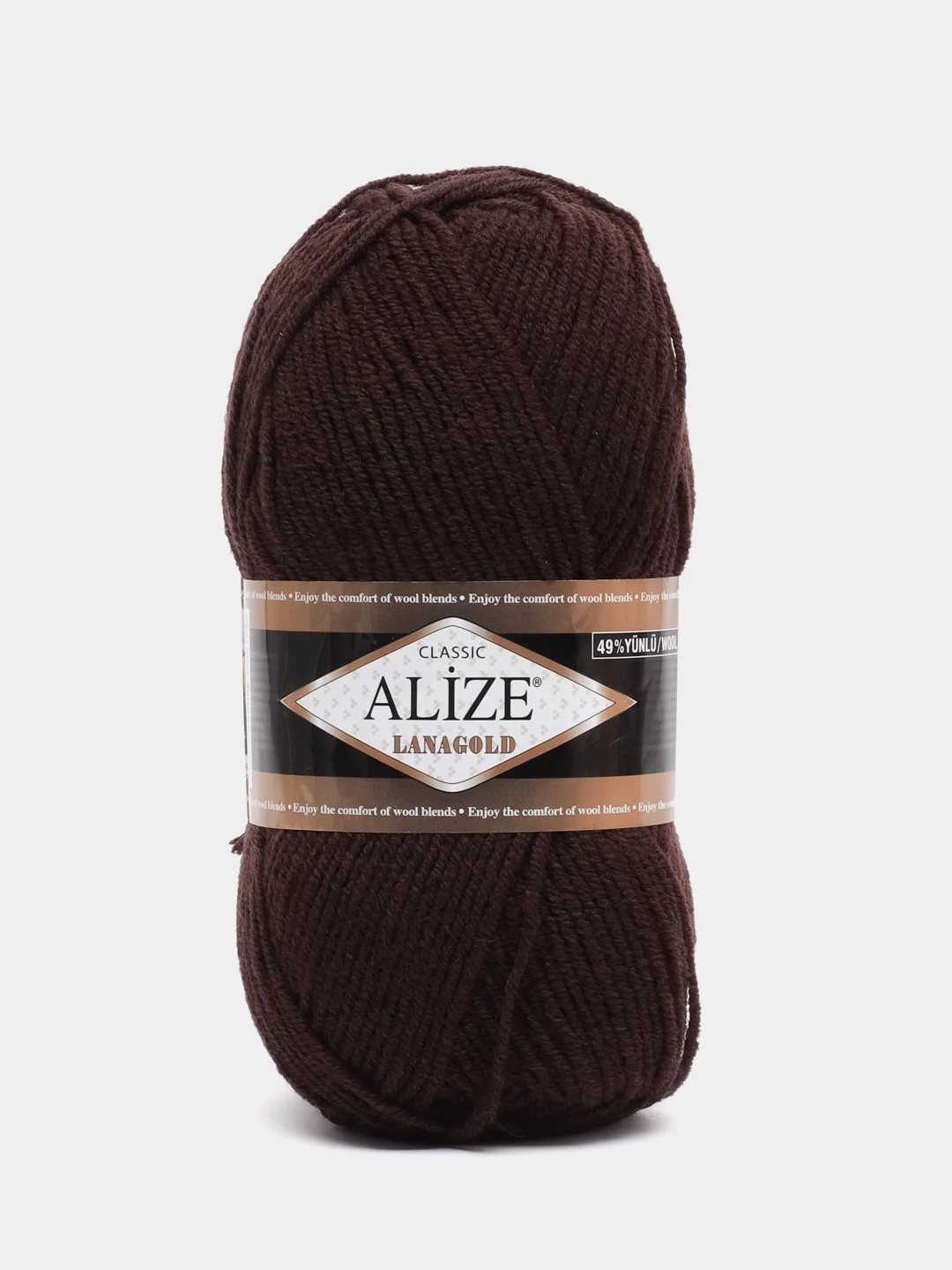 Шоколадный пряжа Alize Lanagold, 49% шерсть, 51% акрил, 100 г, 240 м