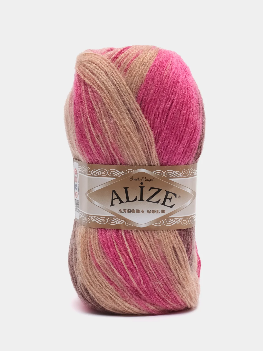Розовый пряжа Alize Angora Gold Batik, 20% шерсть, 80% акрил, 100 г, 550 м