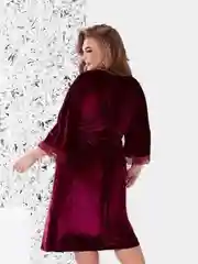 Бордовый халат велюровый с сорочкой, женский