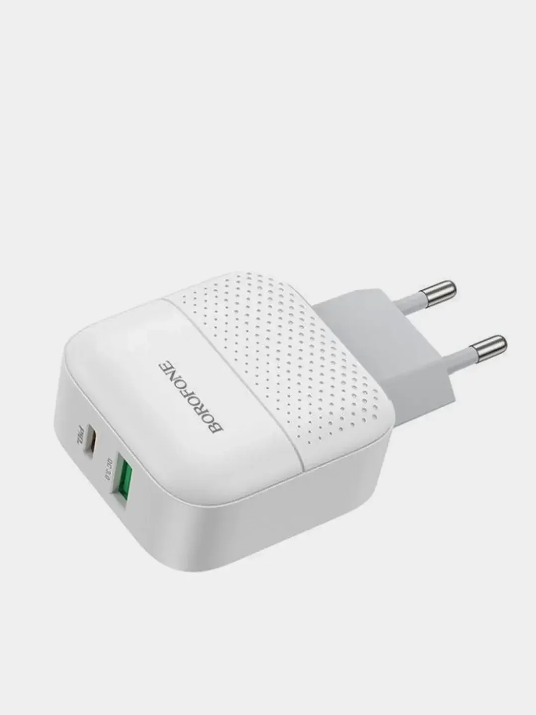 Белый зарядное устройство Borofone BA46A USB + Type-C PD (быстрая зарядка 3.0, 3A, 18W)