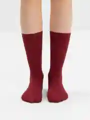 Бордовый хлопковые носки, однотонные, яркие, высокие, унисекс