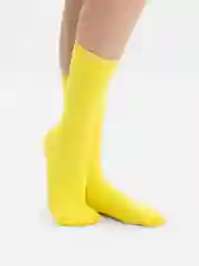 Желтый хлопковые носки, однотонные, яркие, высокие, унисекс