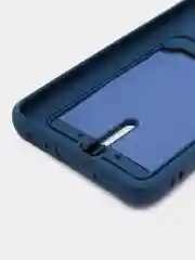 Темно-синий чехол с карманом для Samsung A12, A13, A33, A23, A53 с защитой камеры однотонный