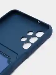 Темно-синий чехол с карманом для Samsung A12, A13, A33, A23, A53 с защитой камеры однотонный