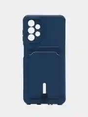 Темно-синий чехол с карманом для Samsung A12, A13, A33, A23, A53 с защитой камеры однотонный