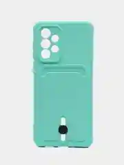 Бирюзовый чехол с карманом для Samsung A12, A13, A33, A23, A53 с защитой камеры однотонный