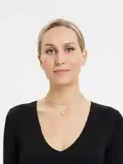 Золотой двойная цепочка женская, с искусственным жемчугом