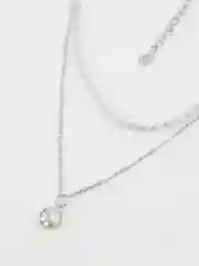 Серебряный двойная цепочка женская, с искусственным жемчугом