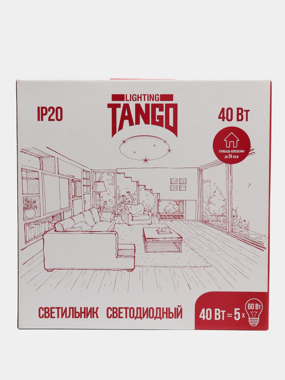 Светильник LED Tango "Глянец", 40 Вт, НБП-Р-2, 372 х 55, 350 мм