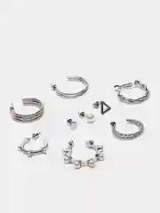 Серебряный набор сережек, 9 пар
