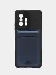 Темно-синий чехол-карточница Samsung A53, A23, A22S, A50, Honor X8, Realme Mi11T, iPhone 11, 13, 13Pro
