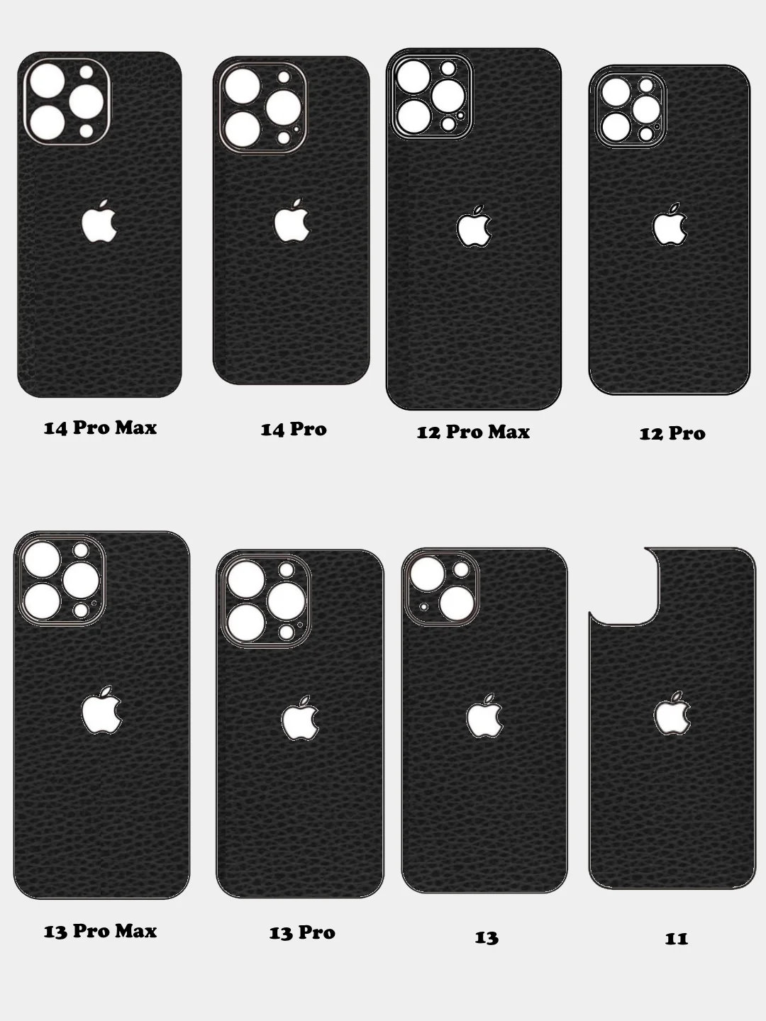 Черный кожаная гидрогелевая пленка на iPhone 11/12/12Pro/13/13Pro/13 Pro Max/14Pro/ 14 Pro Max