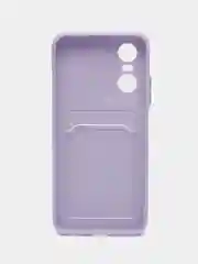 Сиреневый силиконовый чехол для Tecno POP 6 Pro (Техно Поп 6 Про), с карманом для карт, прозрачный