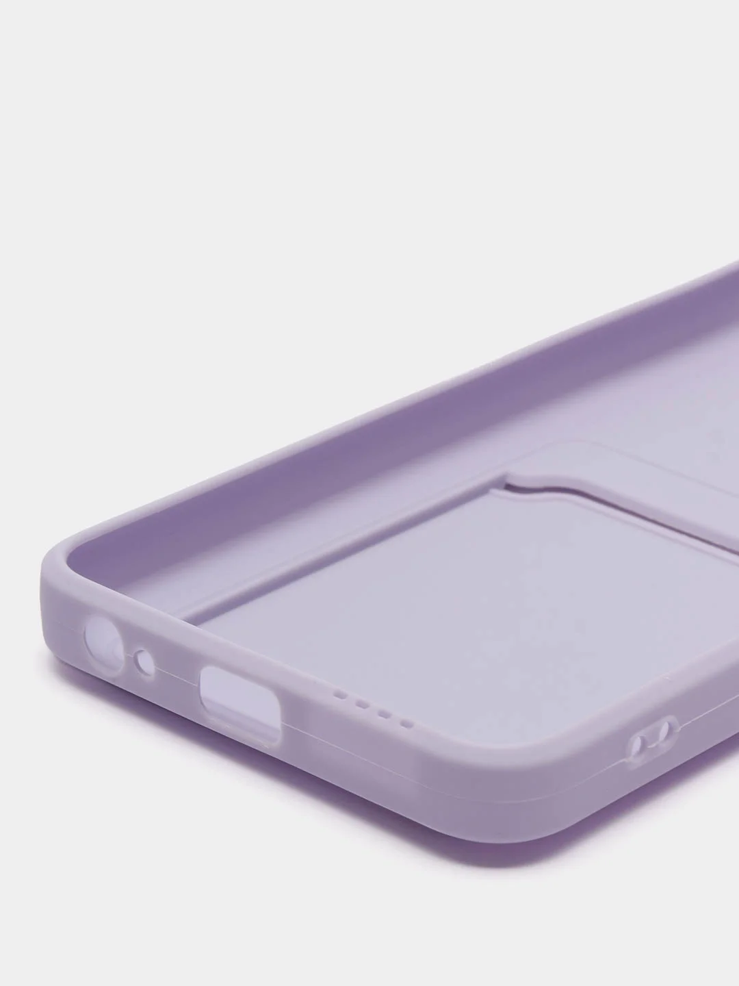 Сиреневый силиконовый чехол для Tecno POVA Neo 2 (Техно Пова Нео 2), прозрачный с карманом для карт