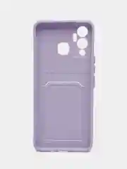 Сиреневый чехол для Infinix HOT 12 PLAY NFC Хот 12 Плей, с карманом для карт, прозрачный
