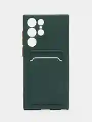 Зеленый чехол для Samsung Galaxy S22 / S22 Plus / S22 Ultra, с карманом для карт прозрачный