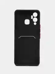 Черный чехол для Infinix HOT 12 PLAY NFC Хот 12 Плей, с карманом для карт, прозрачный