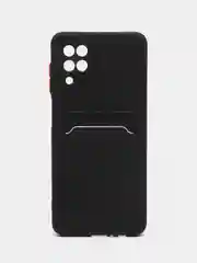 Черный чехол для Samsung Galaxy A12 M12 Самсунг Галакси А12 М12 с карманом для карт прозрачный