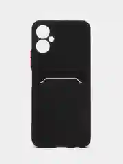 Черный силиконовый чехол для Tecno Spark 9 Pro Техно Спарк 9 Про с карманом для карт, прозрачный