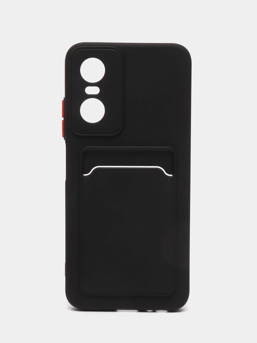 Черный силиконовый чехол для Tecno POP 6 Pro (Техно Поп 6 Про), с карманом для карт, прозрачный