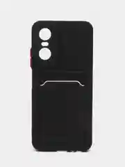 Черный силиконовый чехол для Tecno POP 6 Pro (Техно Поп 6 Про), с карманом для карт, прозрачный