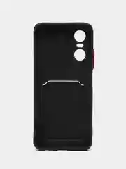 Черный силиконовый чехол для Tecno POP 6 Pro (Техно Поп 6 Про), с карманом для карт, прозрачный