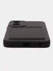 Черный силиконовый чехол для Tecno POP 6 Pro (Техно Поп 6 Про), с карманом для карт, прозрачный