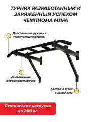 Турник Absolute Champion "Треххватный", черный, разборный Aktiv, 300 кг, наддверный, для дома