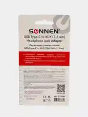 Переходник для наушников с Type-C на AUX (MINI JACK 3.5мм),SONNEN, 0,1м, белый, 513566