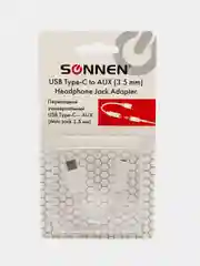 Переходник для наушников с Type-C на AUX (MINI JACK 3.5мм),SONNEN, 0,1м, белый, 513566