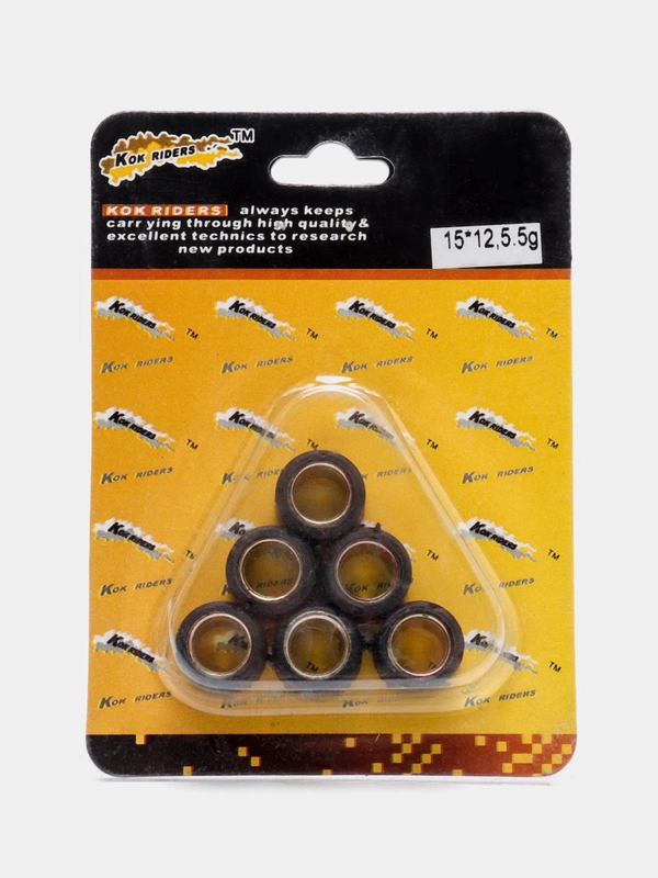 Ролики вариатора Ямаха JOG-50, 2T Stels-50 1E40QMB, 6 штук, 5.5 г, 15 х 12 мм