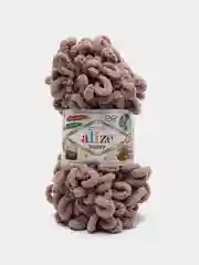 Бежевый меланж пряжа Alize Puffy, 5 штук, петельки большие