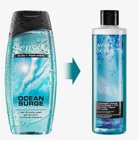 Голубой увлажняющий крем AVON SENSES "12 ароматов", гель для душа, 250 мл