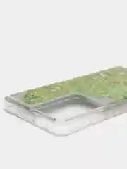 Голубой чехол силиконовый жидкий с блестками Samsung S21 Plus + Ultra