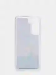 Пурпурный чехол силиконовый жидкий с блестками Samsung S21 Plus + Ultra