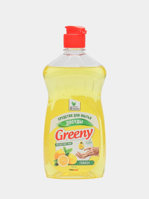 Средство для мытья посуды "Greeny" Light "Лимон" 500 мл. Clean&Green