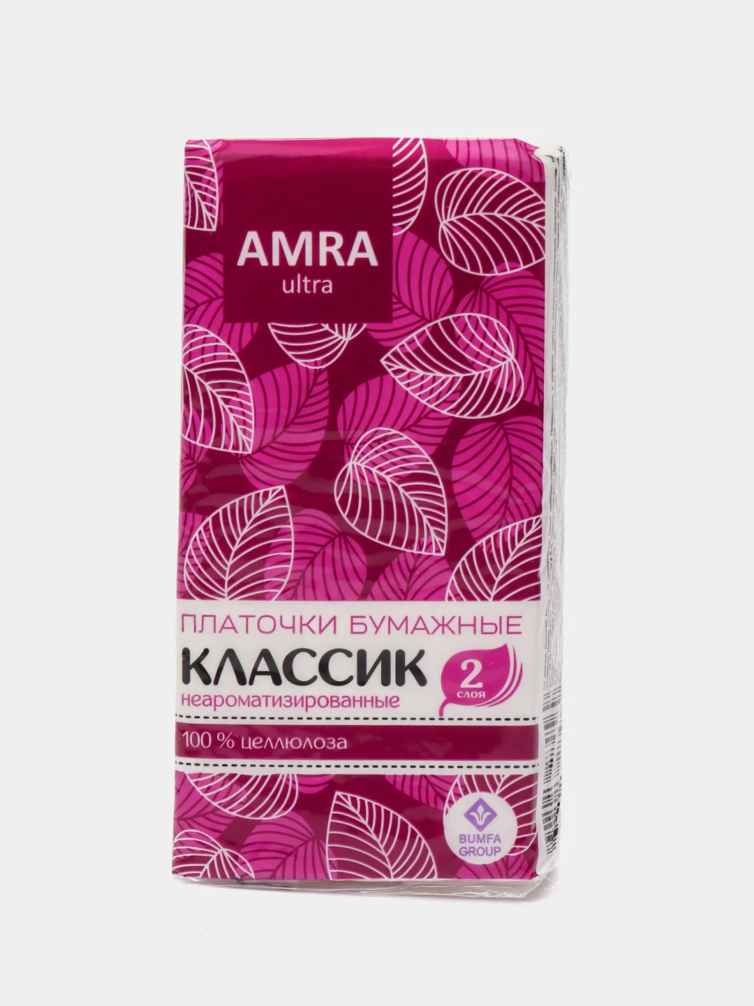 Платочки бумажные AMRA, 2 слоя, 10 пачек, 100 штук