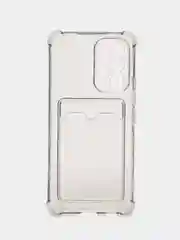 Хром чехол Samsung Galaxy A53 (Самсунг Галакси А53), с карманом для карт прозрачный