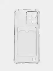 Прозрачный силиконовый чехол для Realme C31 (Реалми С31), с карманом для карт, прозрачный