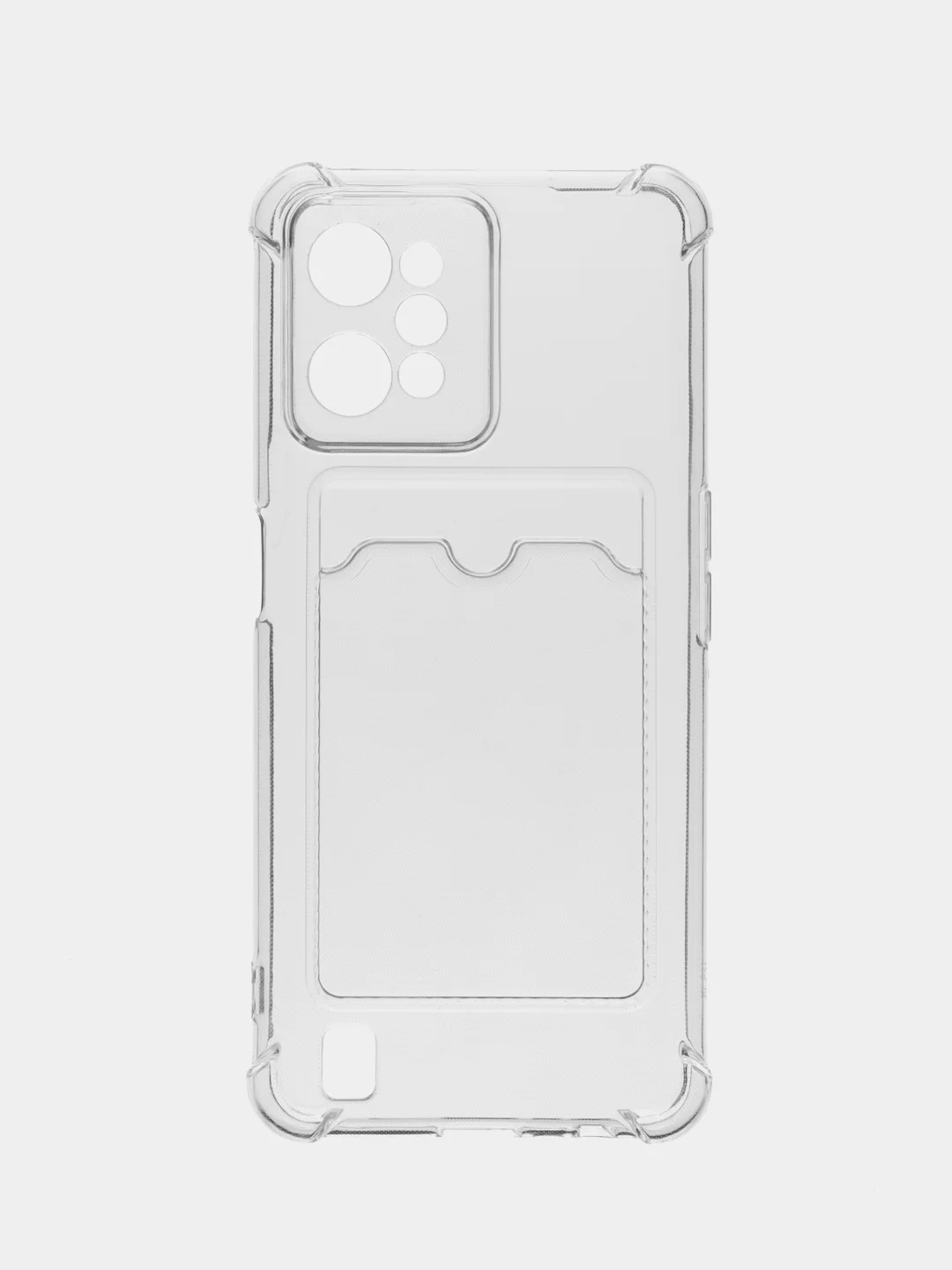 Прозрачный силиконовый чехол для Realme C31 (Реалми С31), с карманом для карт, прозрачный