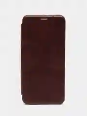 Коричневый чехол-книжка КАРТОФАН на Tecno Camon 19 и 19Pro, с функцией подставки и карманом, экокожа