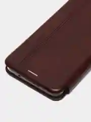 Коричневый чехол-книжка КАРТОФАН на Tecno Camon 19 и 19Pro, с функцией подставки и карманом, экокожа