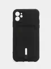 Черный чехол с карманом для iPhone, защитой камеры, однотонный, силиконовый