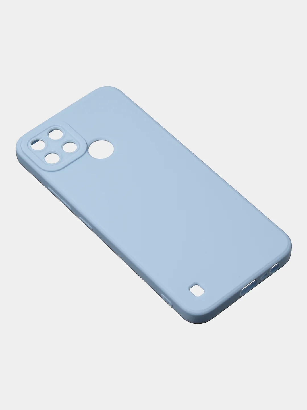 Голубой чехол для Realme C21Y, матовый, с дополнительной защитой камеры