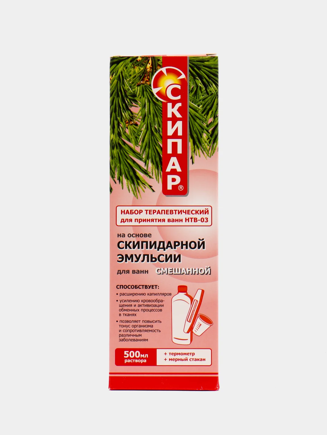 Набор терапевтический для ванн СКИПАР "НТВ-03", на основе скипидарной эмульсии, 0,5 л