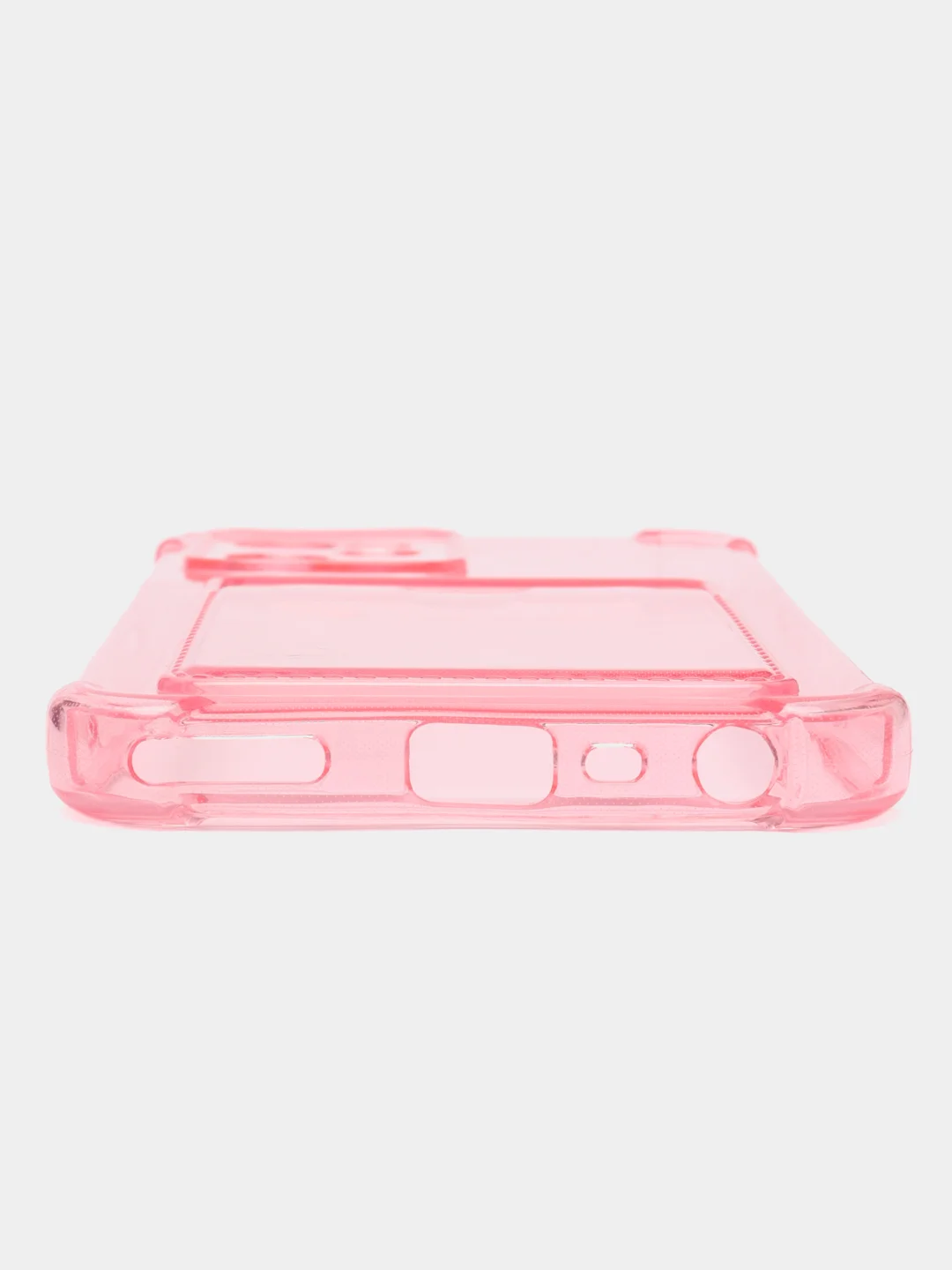 Кораллово-розовый чехол для Realme C35 (Реалми С35), прозрачный, с карманом для карт