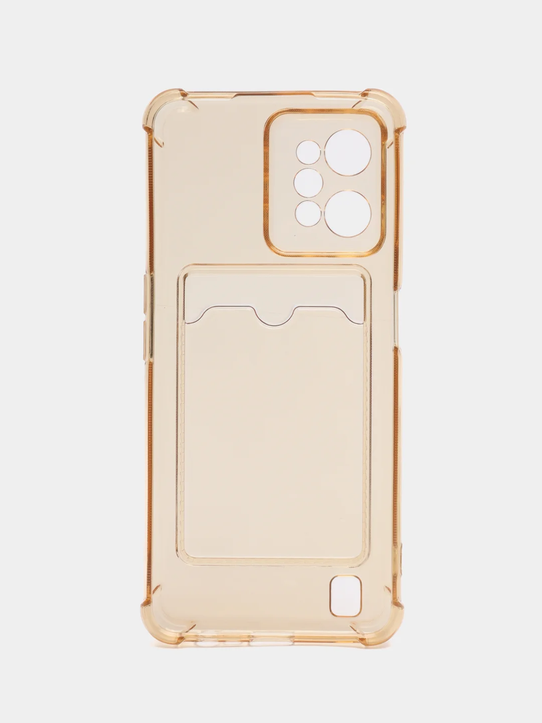 Карамельный силиконовый чехол для Realme C31 (Реалми С31), с карманом для карт, прозрачный
