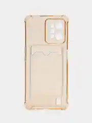 Карамельный силиконовый чехол для Realme C31 (Реалми С31), с карманом для карт, прозрачный