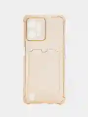Карамельный силиконовый чехол для Realme C31 (Реалми С31), с карманом для карт, прозрачный